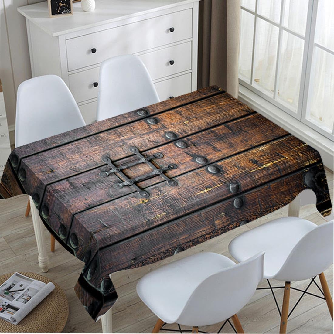 Home Textiles Premium - Middeleeuws oud houten deurtafelkleed, premium architectonisch