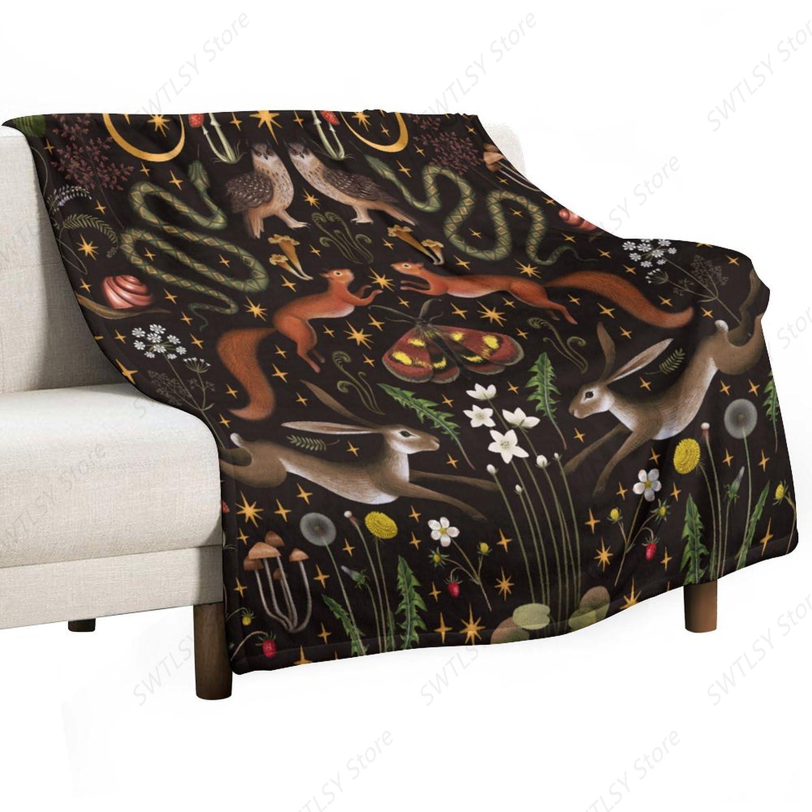 Home Landing Textiles - Rustieke bosgooideken, sprookjesbosland wilde dieren motten