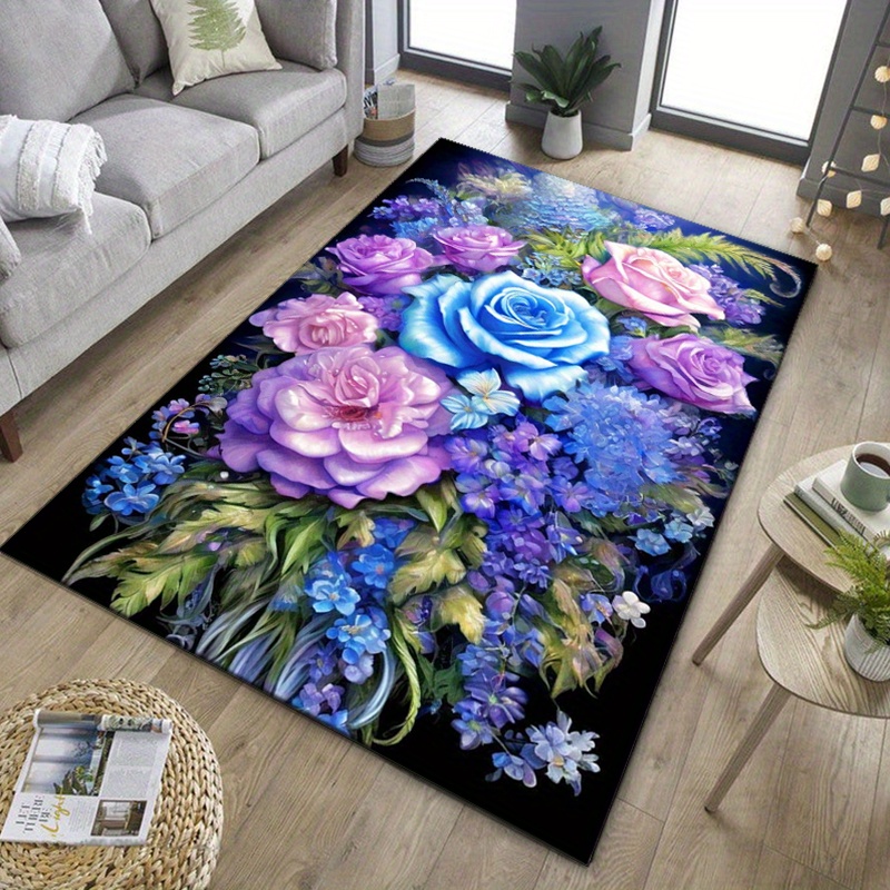 Bloementapijt met blauwe en pa - Home Textiles And Furnishing recensie en prijs